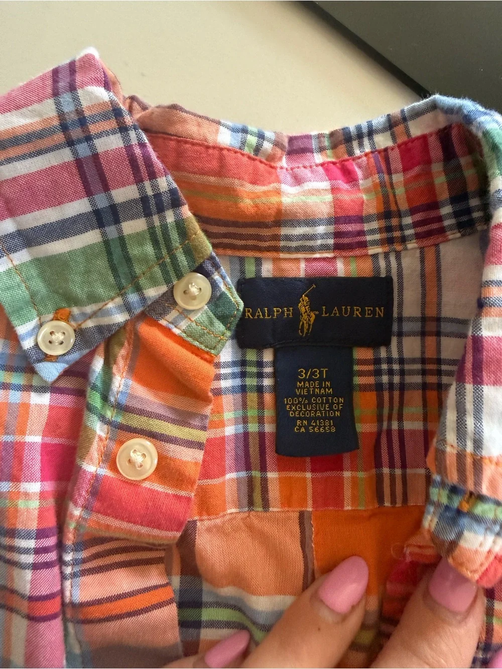 Ralph Lauren Kids Plaid Short-Sleeve Button-Down in Bright Multicolor